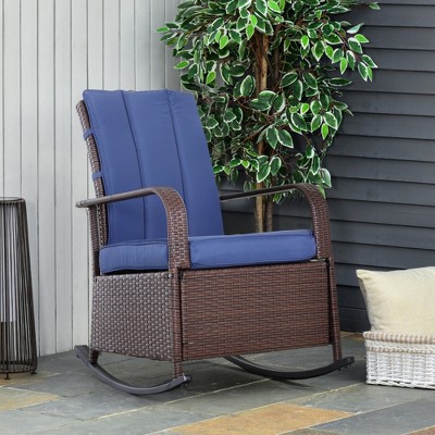 Maggift Patio Accent Chairs, Rocking Chair with Fixed Armrests, Ergonomic Design, Suitable for Lawn, Garden and Porch, Blue, 24.75"*47.75"*31.5"