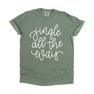 Simply Sage Market Women's Jingle All The Way Cursive Puff Print Short Sleeve Garment Dyed Tee - 1 of 4
