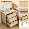 Rattan Nightstand, Farmhouse Bedside Table with 3 Drawers, Rattan Bedroom End Table, Small Side Table with Strong Wood Legs - 4 of 4