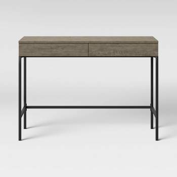 Loring Wood Writing Desk with Drawers and Charging Station Gray - Threshold™