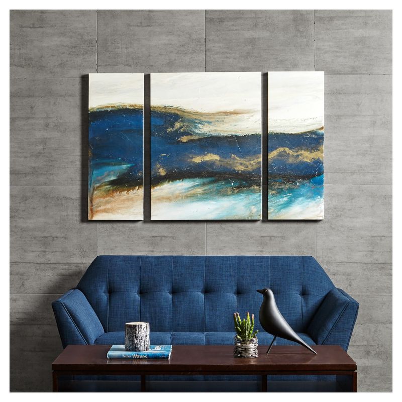 (Set of 3) 32&#34; Height Rolling Waves Gel Coated Canvas Blue, 3 of 10