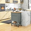 HOMCOM Utility Kitchen Cart, Rolling Kitchen Island with Smooth Rubberwood Top, Narrow Butcher Block Surface on Wheels with Storage Drawer & Cabinet - 3 of 4