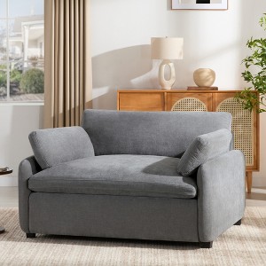 Merax Oversized Chenille Single Sofa Chair with Deep Seat and Throw Pillows - 1 of 4