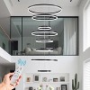 BAOURE 6-Rings Modern LED Chandelier D31.4" Gold Dimmable High Ceiling Chandelier for Dining Room with Remote Control for Entryway Staircase Foyer - 2 of 4