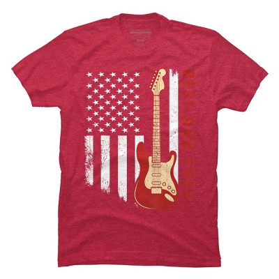 Men's Design By Humans Best Dad Ever Guitar and Flag By MINHMINH T-Shirt