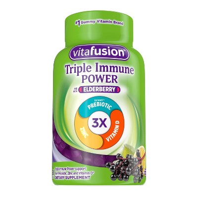 Vitafusion Triple Immune Power 50mg Elderberry Supplement Gummies - 60ct