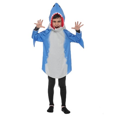 Joyfy Halloween Shark Costume Kids, Shark Boy Costume Gray Blue with Fin Tail for Halloween Dress Up Party