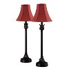25.75" 2pk Buffet Table Lamps with Burgundy Fabric Bell Shades Black - Cresswell Lighting: Elegant Metal Base, ETL Listed, No Tools Assembly - 2 of 4