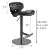 NicBex Swivel Adjustable Height Bar Stools,Modern Bar Chair with Stainless Steel Base and Footrest for Home Kitchen Counter,Black - 3 of 4