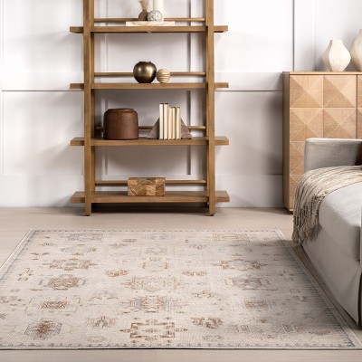 EasyCare 18" Square Beige Synthetic Stain-Resistant Accent Rug