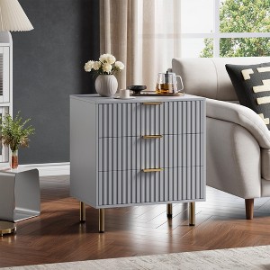 Zstar 21.6" Tall Fluted 3 Drawer Dresser for Bedroom, Deep Drawers - 1 of 4