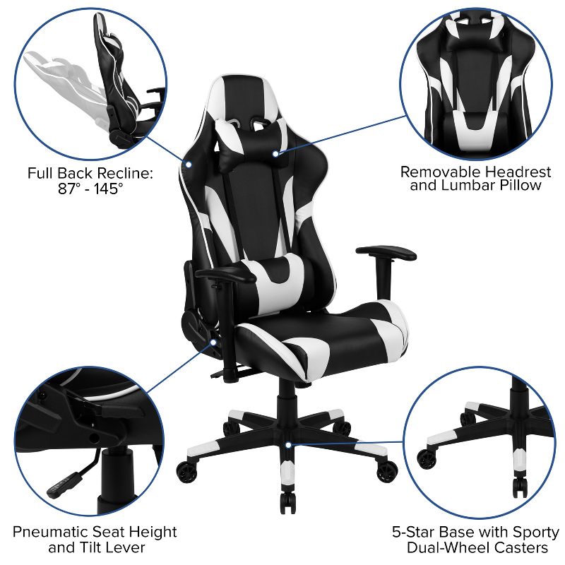 Flash Furniture Gaming Desk and Reclining Gaming Chair Set with Cup Holder, Headphone Hook, and Monitor/Smartphone Stand, 5 of 13