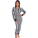 Silver Lilly - Slim Fit Women's Buffalo Plaid One Piece Pajama Union Suit with Functional Panel