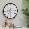 Olivia & May 19"x20" Stainless Steel Compass Wall Clock with Rope Accents Brown: Nautical Theme, Indoor Use - image 2 of 4