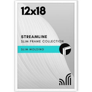Americanflat 12x18 Poster Frame with Polished Plexiglass, Streamline Collection, Thin Border Picture Frame for Wall Display, , White - 1 of 1