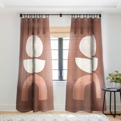 Bohomadic Studio Boho Geometrics In Terra And Pink Single Panel Sheer Window Curtain - Society6