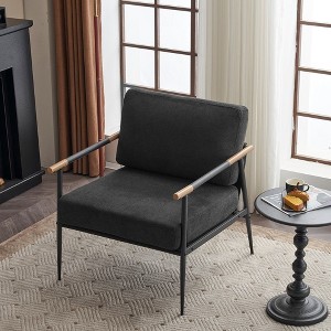 Leisure Lounge Chair Arm Chair with Metal Frame, Upholstered Side Chair - 1 of 4
