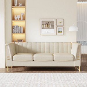 NicBex Couches for Living Room 83" Sofa Velvet Upholstered 3-Seat Couch Soft Sponges Modern Designs Sofa with Gold Legs for Apartment - 1 of 4