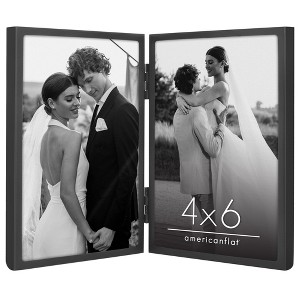 Americanflat Hinged Picture Frame with Shatter-Resistant Glass - Metal Picture Frame Displays Two Photos - 1 of 4