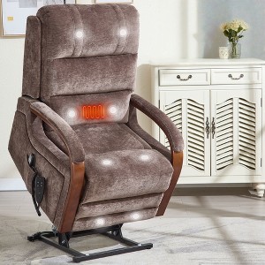 FONTOI Accent Chair with Side Pockets, Recliner Chair with Comfortable Back and Wood Armrests, Brown, 36.23"*42.52"*29.53" - 1 of 4
