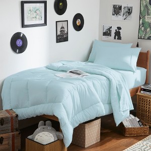 7PC Campus Ready Dorm Twin XL Bedding Bundle, Solid Comforter, Pillows and Sheet Set - 1 of 1