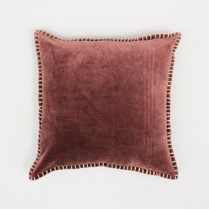 Chery Life Stonewashed Cotton Velvet Throw Pillow with Decorative Handstiched Edges-19X19" - 1 of 4