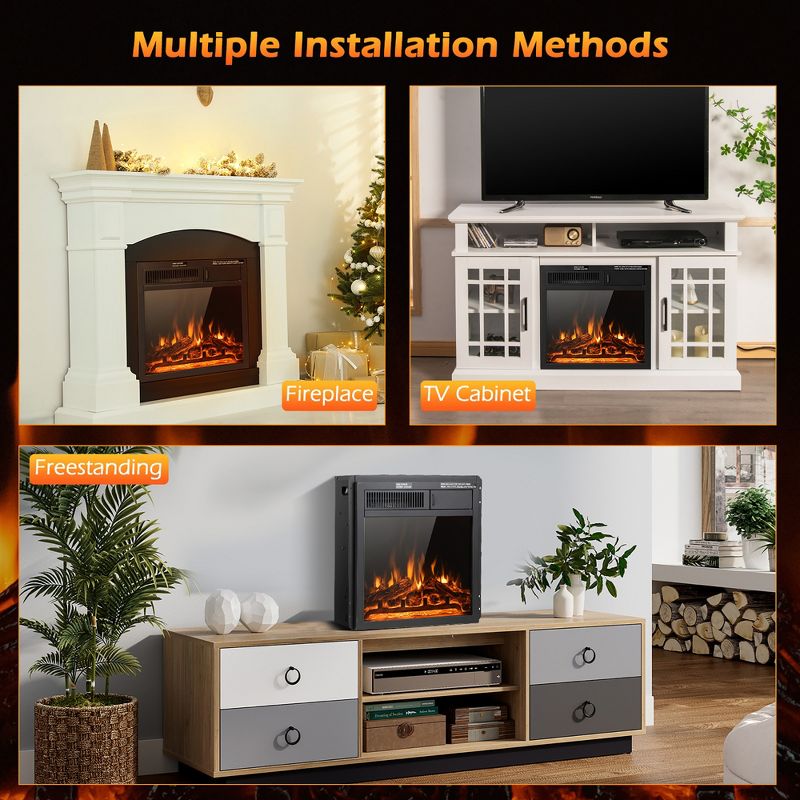 Costway 18'' Electric Fireplace Insert 5100 BTU Freestanding Heater with Remote Control, 5 of 11