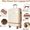 Musment 5 Piece Luggage Sets ABS Hardshell Lightweight Suitcase with TSA Lock and Double Spinner Wheels , Ivory white - 3 of 4