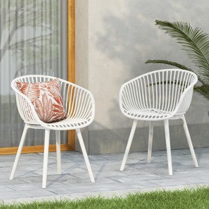 Coolbibila-Patio Chair Set Of 2, Patio Dining Chairs Made Of High-Quality Plastic/Resin Material, Arm Chairs For Outdoor With Modern Design - 1 of 4