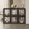 ATJafurn Dual-Sided Glass Display Cabinet, Curio Cabinet for Collectibles, Glass Decor Case with Adjustable Shelves for Showcase Living Room - 2 of 4