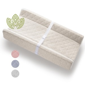Modera Organic Cotton Contoured Baby Changing Pad w/ Waterproof Foam Mattress, Includes Soft Removable & Washable Cover, Safety Strap, Non-Slip Bottom - 1 of 4
