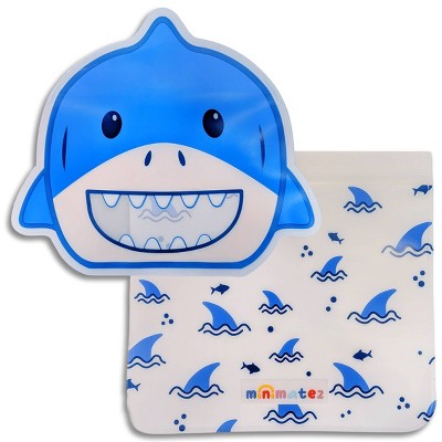 minimatez 2pk Sandwich/Snack Reusable Food Storage Bags Shark