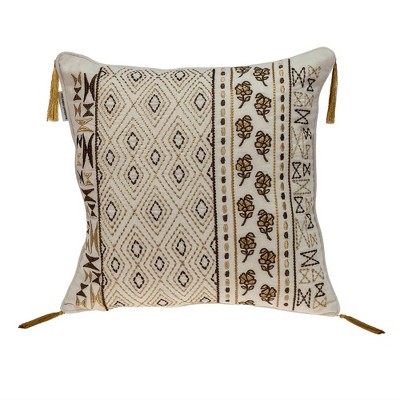 Parkland Collection,Marjoram Transitional Beige & Gold Throw Pillow