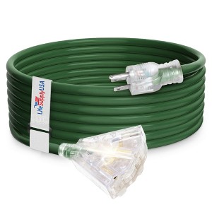LifeSupplyUSA 12 Gauge 3-Outlet Power Extension Cord Outdoor & Indoor Waterproof Cable SJTW 12/3 ETL Listed - 1 of 4