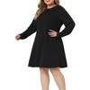 Agnes Orinda Women's Plus Size Long Sleeve Peter Pan Collar Elegant Formal Midi Flare A Line Dresses - 2 of 4
