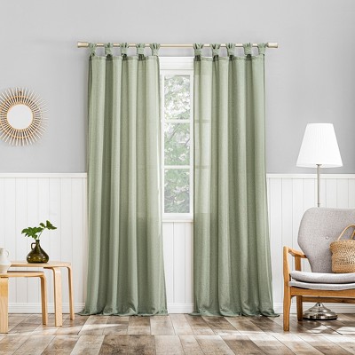 Sage Green Light Filtering Polyester Tab Top Curtain Panel 40"x63"