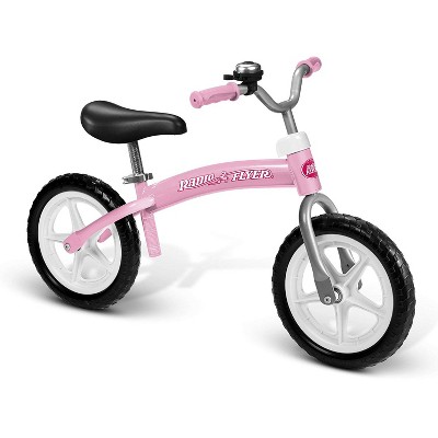 Radio Flyer 800X Glide and Go Kids Pedal Free Beginner Balance Bike with Adjustable Seat Height and Bell, Ages 2.5 to 5 Years Old, Pink