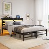 MAYEERTY Queen Size Metal & Wooden Headboard Bed Frame ¨C RGB Lights, Charger, Storage Shelf, Noise-Free, No Box Spring Needed, Black - 2 of 4