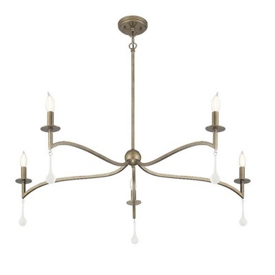 Laramie 5-Light Chelsea Gold Chandelier with Crystal Drops