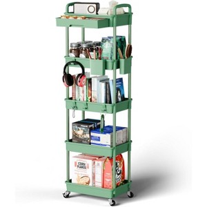Boersma 5 Tier Rolling Utility Cart with Drawer,Utility Cart Made of Multifunctional Storage Organizer Tool for Kitchen,Bathroom,Living Room - 1 of 4