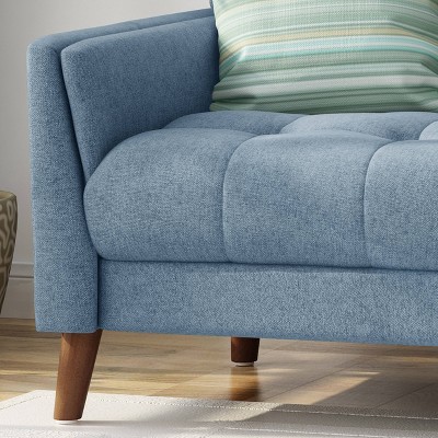 Alisa Blue Tufted Fabric Mid-Century Modern Loveseat