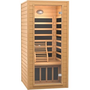 Real Relax 1 Person Near Zero EMF Canadian Hemlock Wood Sauna with 1400W,9 Chromo Therapy Lights, Bluetooth,LCD Control Pannel for Home Spa Days - 1 of 4