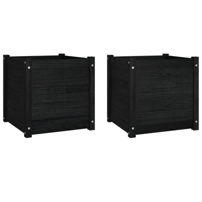vidaXL Garden Planters 2 pcs Black 19.7"x19.7"x19.7" Solid Wood Pine