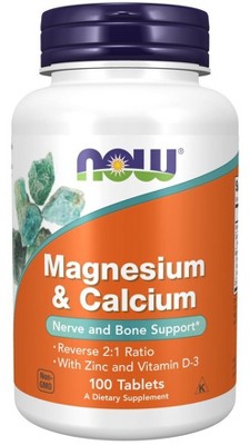 Magnesium & Calcium 1:2 Ratio by Now Foods  -  100 Tablet