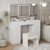 ELECWISH Small Vanity Table with Mirror, Chair and Storage Stool - 4 of 4