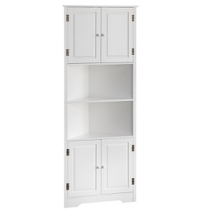 Buylateral Brighton Kitchen Corner Pantry Cabinet White: Farmhouse Style, MDF & Laminate, Fixed Shelves - 1 of 4