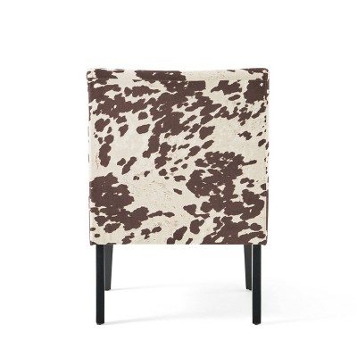 Plush Brown & White Cow Print Velvet Accent Chair