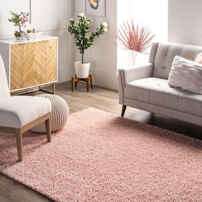 Easy-Care Reversible Pink Shaggy Sheepskin Synthetic Rug 3' x 5'