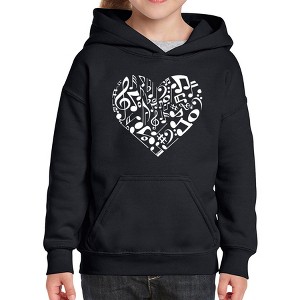 LA Pop Art Girl's Word Art Hooded Sweatshirt - Heart Notes - 1 of 4