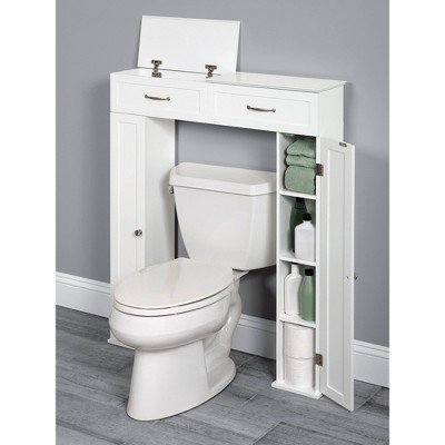White Adjustable Over-the-Toilet Storage Cabinet with Doors
